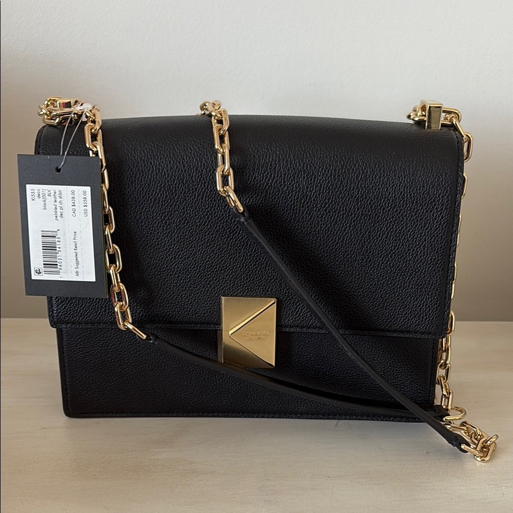 Kate Spade Black and Gold Crossbody Bag with Chain Strap